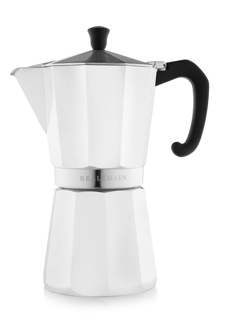 Bellemain Stovetop Espresso Maker | Italian Moka Pot Espresso Maker, Classic Aluminum Design Mocha Pot for Home Brewing & Camping | Easy to Use & Clean - 9-Cup, White - Image 1